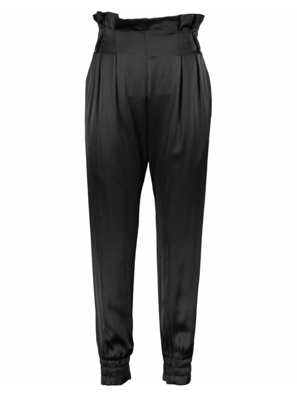 Mother of Pearl London Tailored Viscose Paper-Bag Black Cropped Trousers 8 - Picture 4 of 11